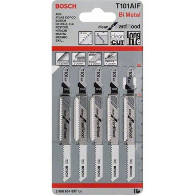 Фото Пилка для лобзика Bosch T 101 AIF Clean for Hard Wood, 5 шт. 2608634897