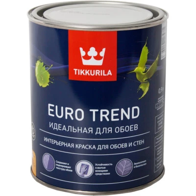 Фото Краска для обоев и стен Tikkurila Euro Trend База C прозрачная матовая 0.9 л