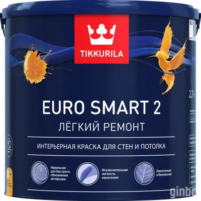 Фото Краска интерьерная Tikkurila Euro Smart 2 База A глубокоматовая 0.9 л