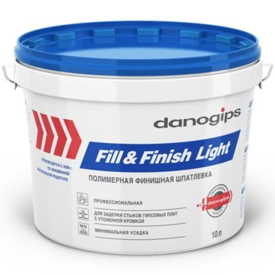 Фото Шпатлевка финишная полимерная Danogips Fill&Finish Light ведро 10 л 12.3 кг