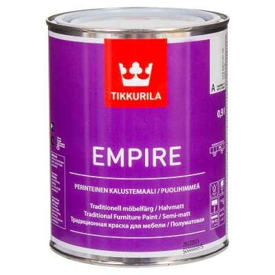 Фото Краска для мебели Tikkurila Empire База A белая полуматовая 0.9 л