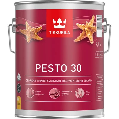 Фото Эмаль стойкая универсальная Tikkurila Pesto 30 База С прозрачная полуматовая 2.7 л