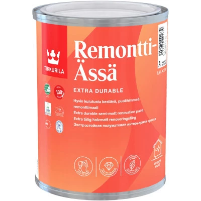 Фото Краска интерьерная экстрастойкая Tikkurila Remontti Assa База A белая полуматовая 0.9 л