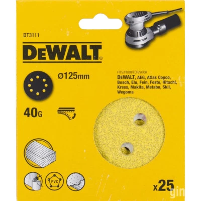 Фото Шлифовальные круги Dewalt 8 отверстий 40G d 125 мм, 25 шт. DT3111-QZ