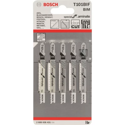 Фото Пилка для лобзика Bosch T 101 BIF Special for Laminate, 5 шт. 2608636431