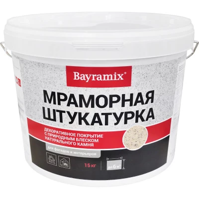 Фото Штукатурка мраморная Bayramix Magnolia White-K 15 кг фракция 1.5 мм