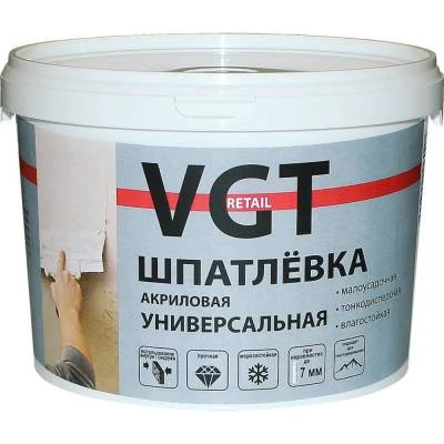 Фото Шпатлевка VGT RETAIL влагостойкая для наружных и внутренних работ 1 кг