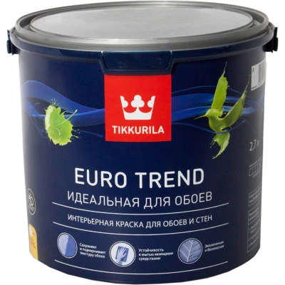 Фото Краска для обоев и стен Tikkurila Euro Trend База A белая матовая 2.7 л