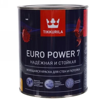 Фото Краска интерьерная стойкая к мытью Tikkurila Euro Power 7 С матовая 0.9 л