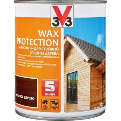 Фото Антисептик V33 Wax Protection с добавлением воска полуглянцевый красное дерево 0.9 л