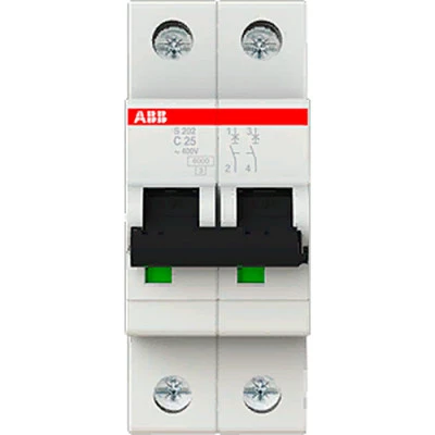 Фото Автоматический выключатель 2-полюсной ABB S202 25А 6 кА тип С