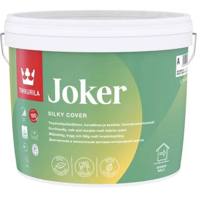 Фото Краска интерьерная моющаяся Tikkurila Joker База А белая матовая 2.7 л