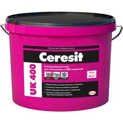 Фото Клей универсальный Ceresit UK 400 для текстильных и ПВХ покрытий 14 кг