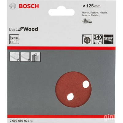 Фото Шлифовальный лист Bosch C470 Best for Wood and Paint D125 мм К240, 5 шт. 2608605073