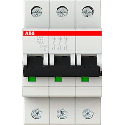 Фото Автоматический выключатель 3-полюсной ABB S203 10А 6 кА тип С