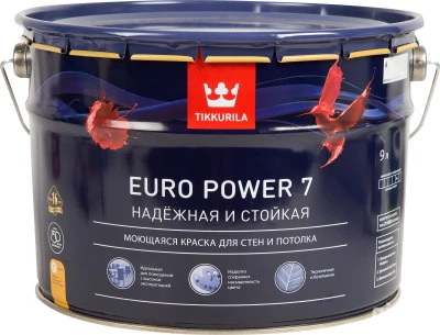 Фото Краска интерьерная стойкая к мытью Tikkurila Euro Power 7 С матовая 9 л