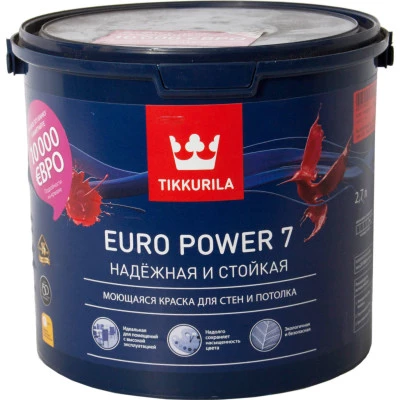 Фото Краска интерьерная стойкая к мытью Tikkurila Euro Power 7 С матовая 2.7 л
