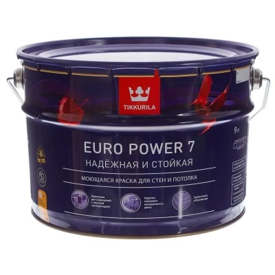 Фото Краска интерьерная стойкая к мытью Tikkurila Euro Power 7 А матовая 9 л