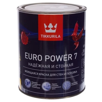 Фото Краска интерьерная стойкая к мытью Tikkurila Euro Power 7 А матовая 0.9 л
