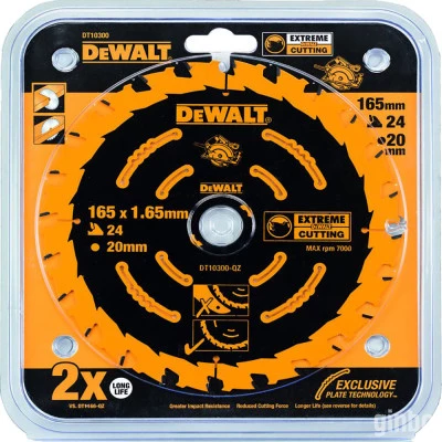 Фото Пильный диск по дереву Dewalt Extreme 165х20 мм 24 зуба DT10300-QZ