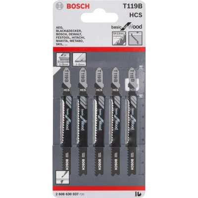 Фото Пилка для лобзика Bosch T 119 B Basic for Wood, 5 шт. 2608630037