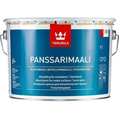 Фото Краска для внешних металлических конструкций Tikkurila Panssarimaali База A полуглянцевая 9 л